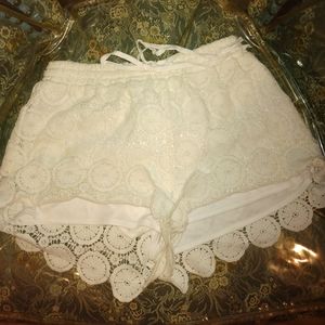 White lace shorts